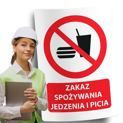 Naklejka 20x30 cm ZAKAZ SPOŻYWANIA JEDZENIA I PICIA Naklejka 20x30 cm ZAKAZ SPOŻYWANIA JEDZENIA I PICIA