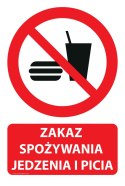 Naklejka 20x30 cm ZAKAZ SPOŻYWANIA JEDZENIA I PICIA