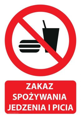 Naklejka 20x30 cm ZAKAZ SPOŻYWANIA JEDZENIA I PICIA