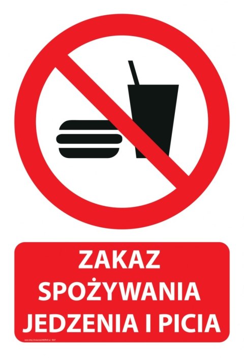 Naklejka 20x30 cm ZAKAZ SPOŻYWANIA JEDZENIA I PICIA Naklejka 20x30 cm ZAKAZ SPOŻYWANIA JEDZENIA I PICIA