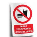 Naklejka 20x30 cm ZAKAZ SPOŻYWANIA JEDZENIA I PICIA