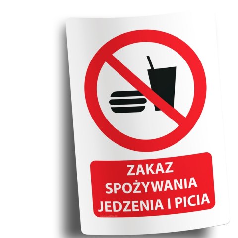 Naklejka 20x30 cm ZAKAZ SPOŻYWANIA JEDZENIA I PICIA Naklejka 20x30 cm ZAKAZ SPOŻYWANIA JEDZENIA I PICIA