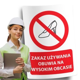 Naklejka 20x30 cm ZAKAZ UŻYWANIA OBUWIA NA WYSOKIM OBCASIE