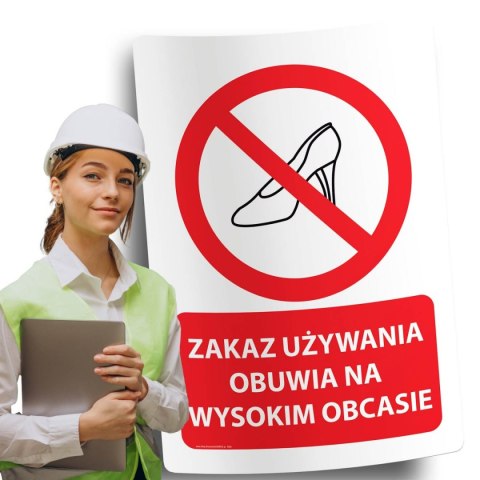 Naklejka 20x30 cm ZAKAZ UŻYWANIA OBUWIA NA WYSOKIM OBCASIE Naklejka 20x30 cm ZAKAZ UŻYWANIA OBUWIA NA WYSOKIM OBCASIE