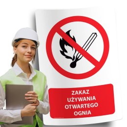 Naklejka 20x30 cm ZAKAZ UŻYWANIA OTWARTEGO OGNIA