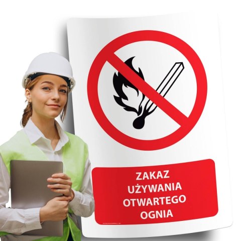 Naklejka 20x30 cm ZAKAZ UŻYWANIA OTWARTEGO OGNIA Naklejka 20x30 cm ZAKAZ UŻYWANIA OTWARTEGO OGNIA