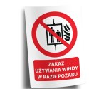 Naklejka 20x30 cm ZAKAZ UŻYWANIA WINDY W RAZIE POŻARU