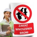 Naklejka 20x30 cm ZAKAZ WNOSZENIA BRONI