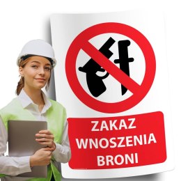 Naklejka 20x30 cm ZAKAZ WNOSZENIA BRONI