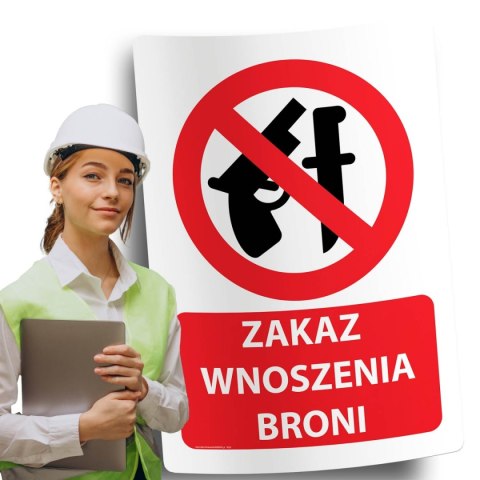 Naklejka 20x30 cm ZAKAZ WNOSZENIA BRONI Naklejka 20x30 cm ZAKAZ WNOSZENIA BRONI