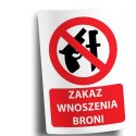 Naklejka 20x30 cm ZAKAZ WNOSZENIA BRONI