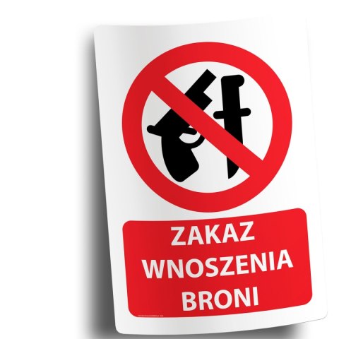 Naklejka 20x30 cm ZAKAZ WNOSZENIA BRONI Naklejka 20x30 cm ZAKAZ WNOSZENIA BRONI