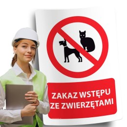 Naklejka 20x30 cm ZAKAZ WSTĘPU ZE ZWIERZĘTAMI