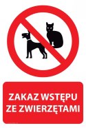 Naklejka 20x30 cm ZAKAZ WSTĘPU ZE ZWIERZĘTAMI