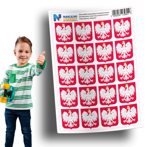 Naklejki Godło Polskie zestaw 20 sztuk Naklejki Godło Polskie zestaw 20 sztuk