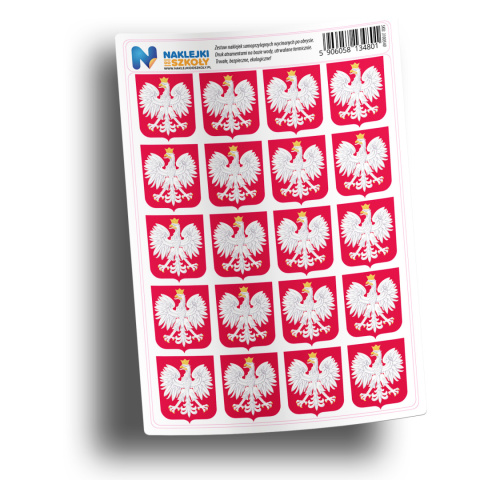 Naklejki Godło Polskie zestaw 20 sztuk Naklejki Godło Polskie zestaw 20 sztuk