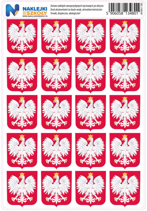 Naklejki Godło Polskie zestaw 20 sztuk Naklejki Godło Polskie zestaw 20 sztuk