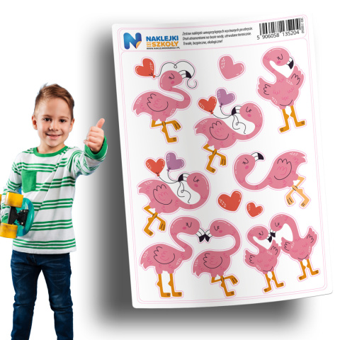 Naklejki różowe flamingi zestaw 10 sztuk Naklejki różowe flamingi zestaw 10 sztuk