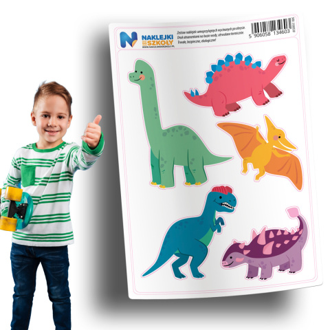 Naklejki Dinozaury zestaw 5 sztuk Naklejki Dinozaury zestaw 5 sztuk