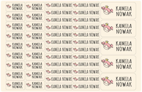 Naklejki imienne, imiennik - 64 sztuki Naklejki imienne, imiennik - 64 sztuki
