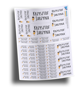 Naklejki imienne, imiennik - 64 sztuki