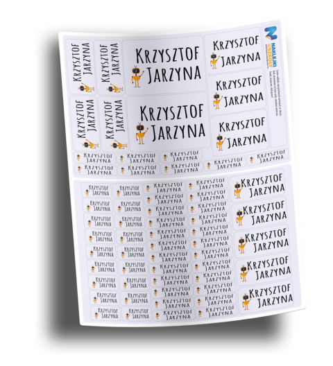 Naklejki imienne, imiennik - 64 sztuki Naklejki imienne, imiennik - 64 sztuki