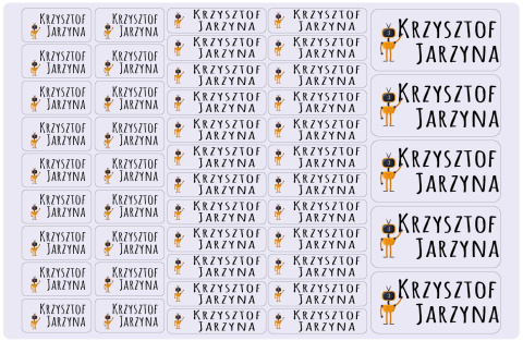 Naklejki imienne, imiennik - 64 sztuki Naklejki imienne, imiennik - 64 sztuki