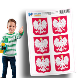 Naklejki z godłem Polski - zestaw 6 sztuk