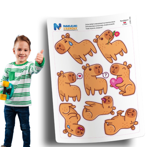 Naklejki z kapibarą - zestaw 8 sztuk Naklejki z kapibarą - zestaw 8 sztuk