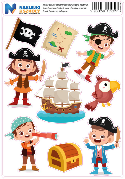 Naklejki z piratami zestaw 9 sztuk Naklejki z piratami zestaw 9 sztuk