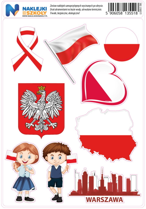 Naklejki patriotyczne zestaw 9 sztuk Naklejki patriotyczne zestaw 9 sztuk