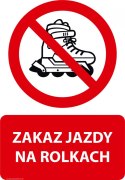Tablica PVC 20x30 cm ZAKAZ JAZDY NA ROLKACH
