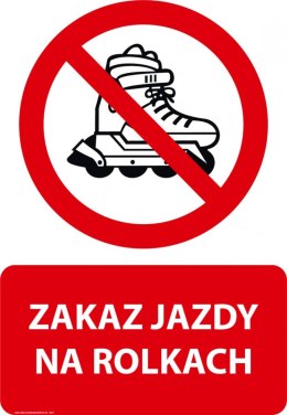 Tablica PVC 20x30 cm ZAKAZ JAZDY NA ROLKACH