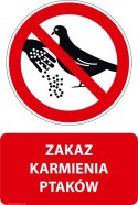 Tablica PVC 20x30 cm ZAKAZ KARMIENIA PTAKÓW
