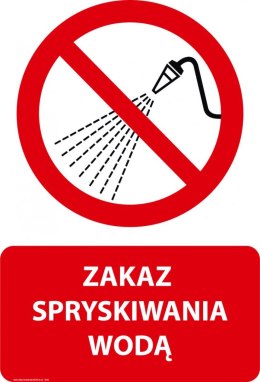 Tablica PVC 20x30 cm ZAKAZ SPRYSKIWANIA WODĄ