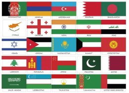 Zestaw flag Azji 50x70 mm