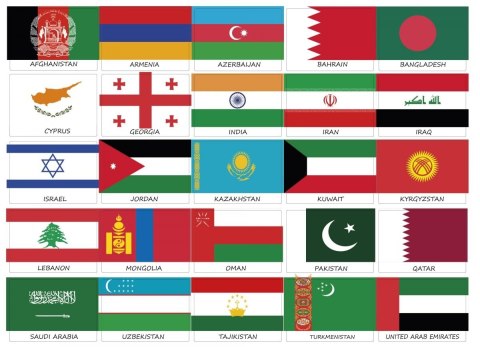 Zestaw flag Azji 50x70 mm Zestaw flag Azji 50x70 mm