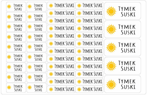 Naklejki imienne, imiennik - 64 sztuki Naklejki imienne, imiennik - 64 sztuki
