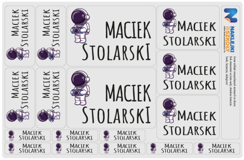 Naklejki imienne, imiennik - 64 sztuki Naklejki imienne, imiennik - 64 sztuki