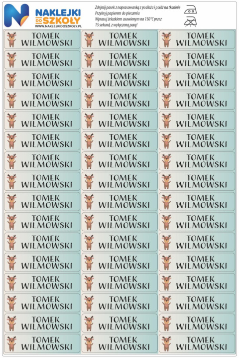 Naprasowanki imienne, imienniki - 48 sztuk Naprasowanki imienne, imienniki - 48 sztuk
