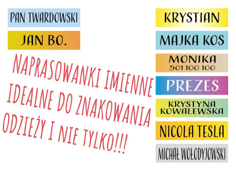 Naprasowanki imienne, imienniki - 48 sztuk Naprasowanki imienne, imienniki - 48 sztuk