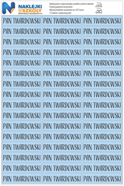 Naprasowanki imienne, imienniki - 48 sztuk Naprasowanki imienne, imienniki - 48 sztuk
