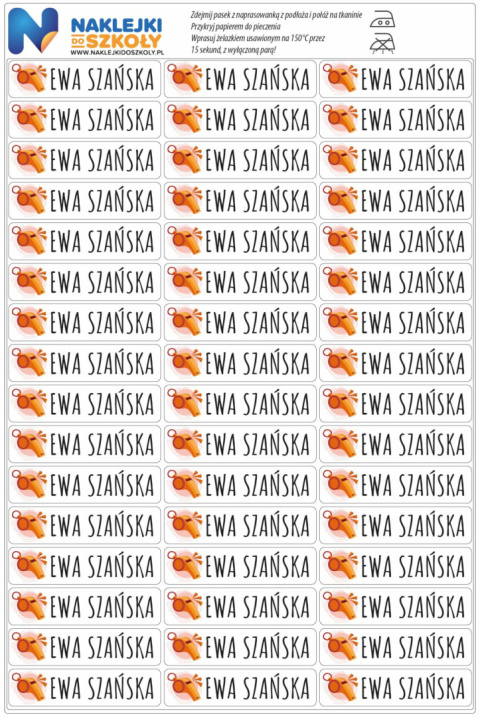 Naprasowanki imienne, imienniki - 48 sztuk Naprasowanki imienne, imienniki - 48 sztuk