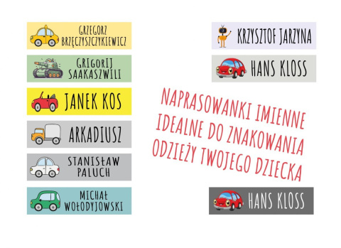Naprasowanki imienne, imienniki - 48 sztuk Naprasowanki imienne, imienniki - 48 sztuk