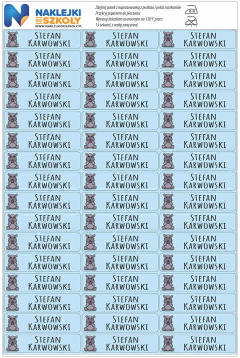 Naprasowanki imienne, imienniki - 48 sztuk Naprasowanki imienne, imienniki - 48 sztuk