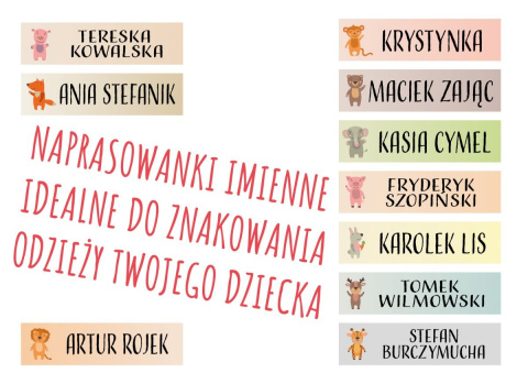 Naprasowanki imienne, imienniki - 48 sztuk Naprasowanki imienne, imienniki - 48 sztuk