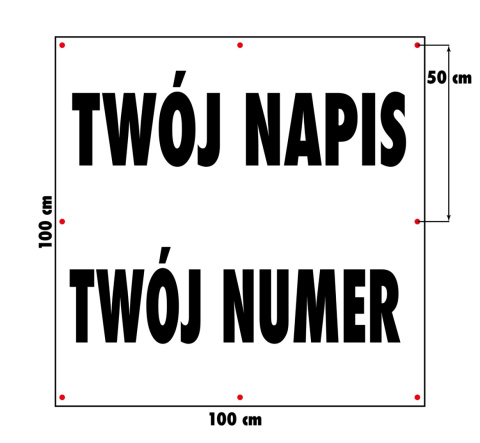 Baner reklamowy 1x1 m, oczkowany Baner reklamowy 1x1 m, oczkowany