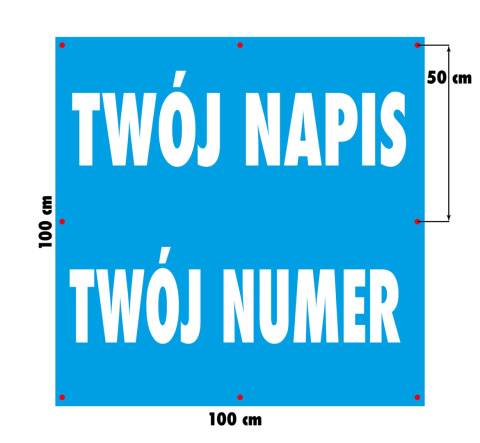 Baner reklamowy 1x1 m, oczkowany Baner reklamowy 1x1 m, oczkowany