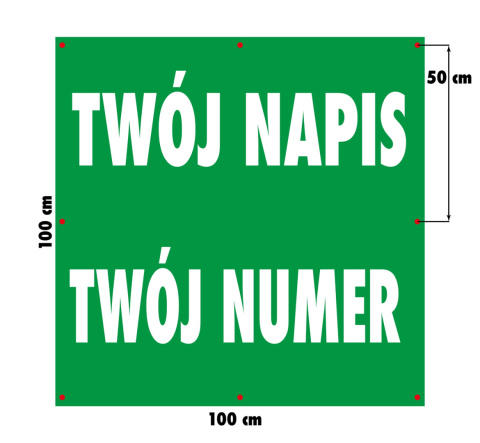 Baner reklamowy 1x1 m, oczkowany Baner reklamowy 1x1 m, oczkowany