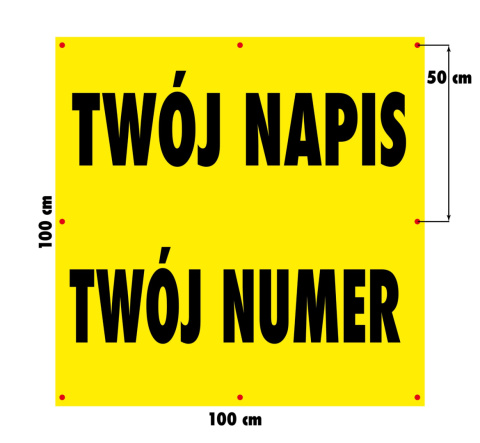 Baner reklamowy 1x1 m, oczkowany Baner reklamowy 1x1 m, oczkowany
